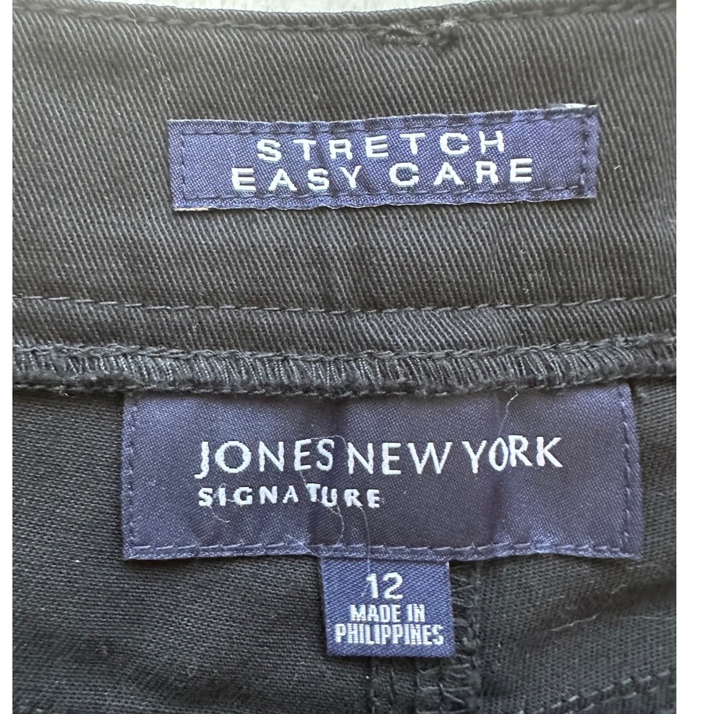 Jones New York Stretch Career Pants 12 Black Straight Leg Office Work Trousers - Picture 5 of 7